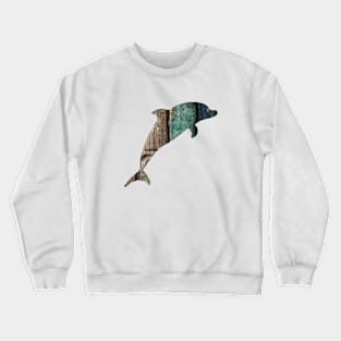 Distressed Wood Dolphin Crewneck Sweatshirt